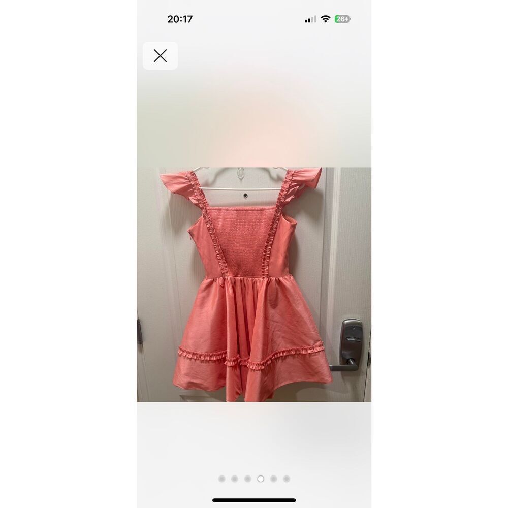 Maison Amory Coral Pink Ruffle Mini Dress | Summer Party size S Preloved - Picture 4 of 5